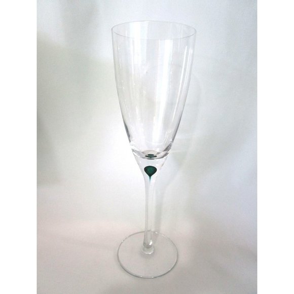 Orrefors Intermezzo Green Teardrop Stem Tall Goblet Wine EUC Sweden Discontinued - Picture 5 of 12